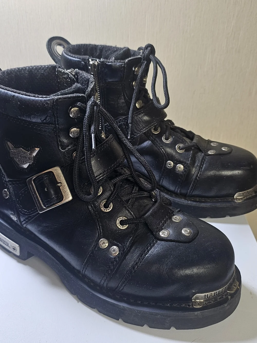Vintage Harley Davidson USA Steel Toe Biker Boots Mens 8.5 Leather